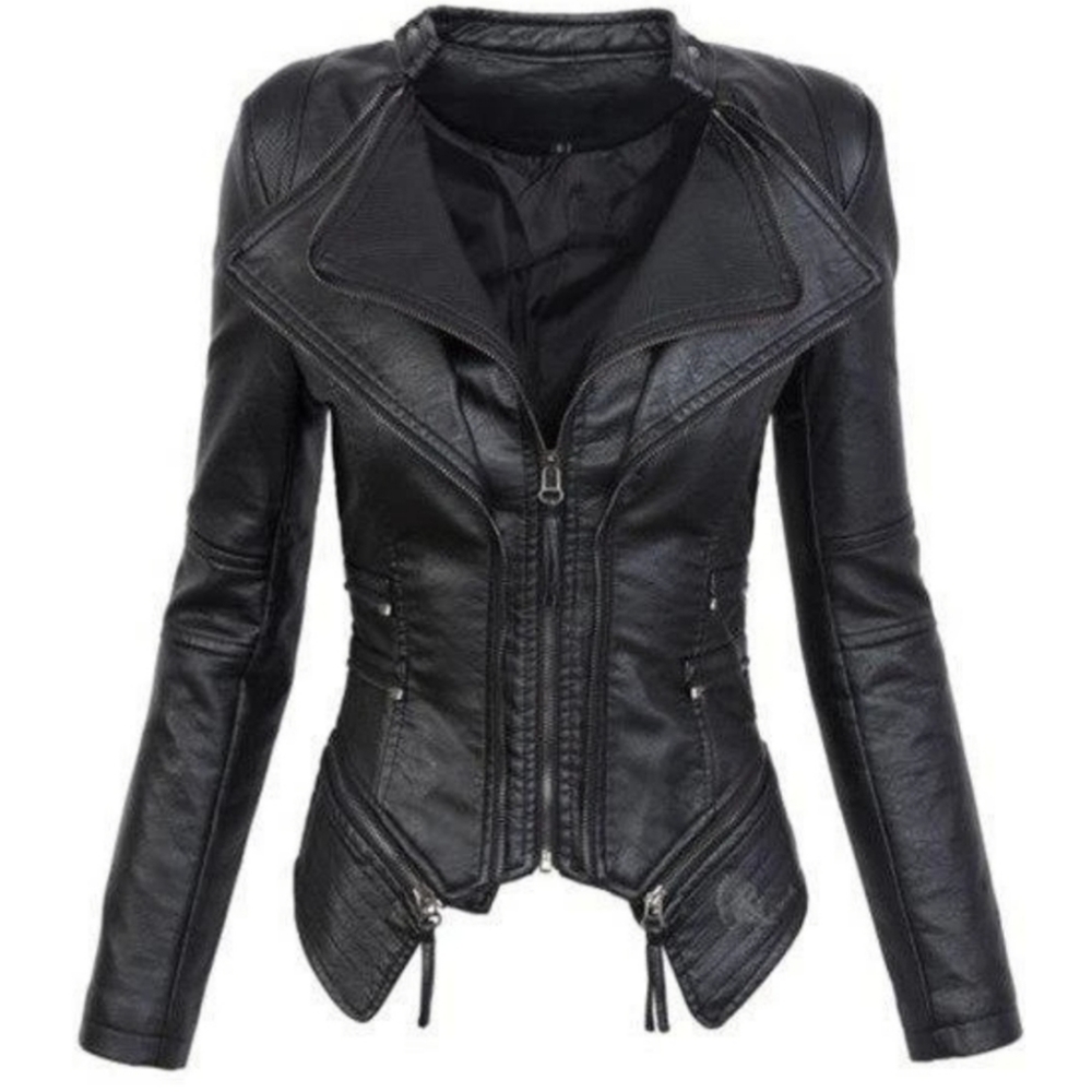 New faux leather goth zipper motorcycle jacket sm